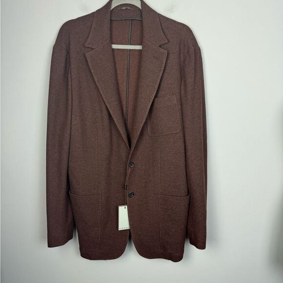 CANALI | NEW Dark Brown Double Button Knit Sport Coat Blazer Men’s Size 44R - Picture 2 of 11